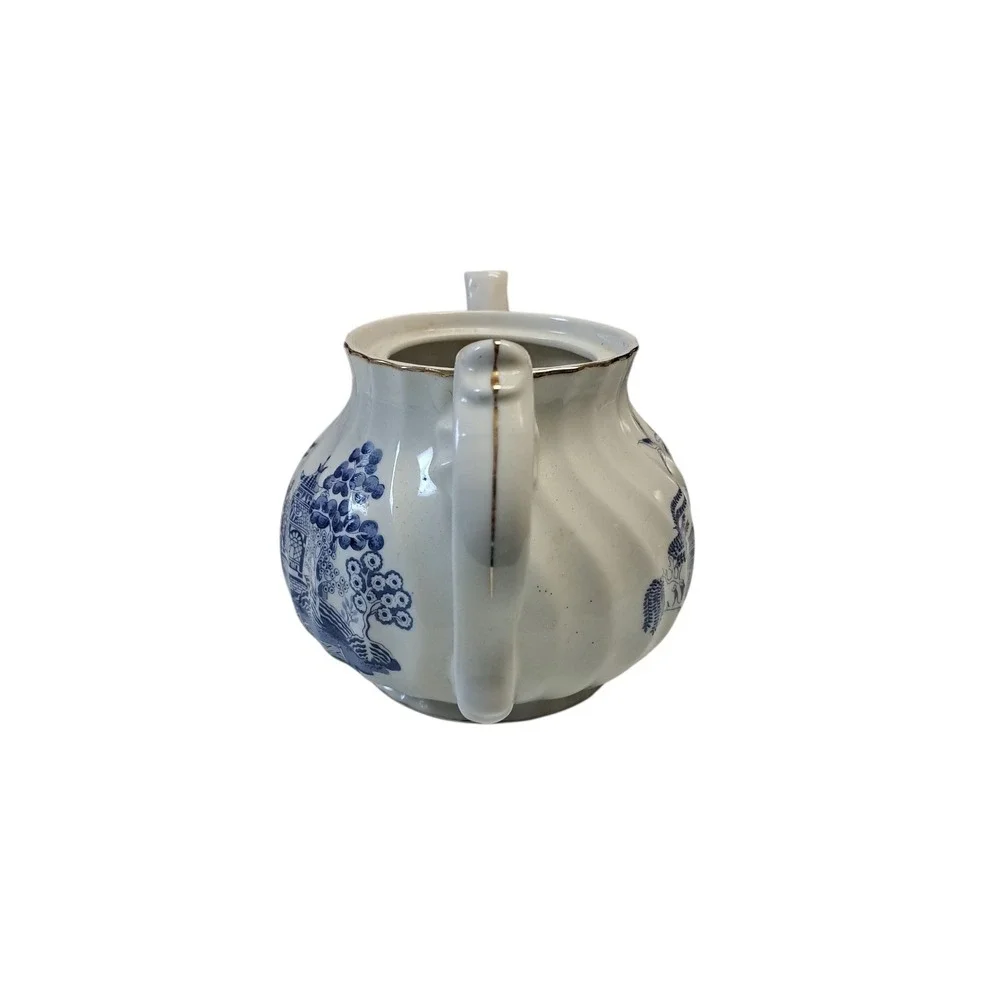 Robinson Design Group‎ Small White Blue Work Gold Trim Teapot  Tea Missing Top
